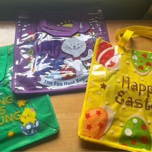 Bright Easter Tote Bag Trio in Yellow, Purple & Green
